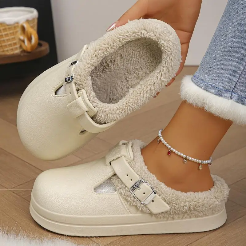 Crocs em eva peludo mules chinelos femininos para inverno - Imagem 15