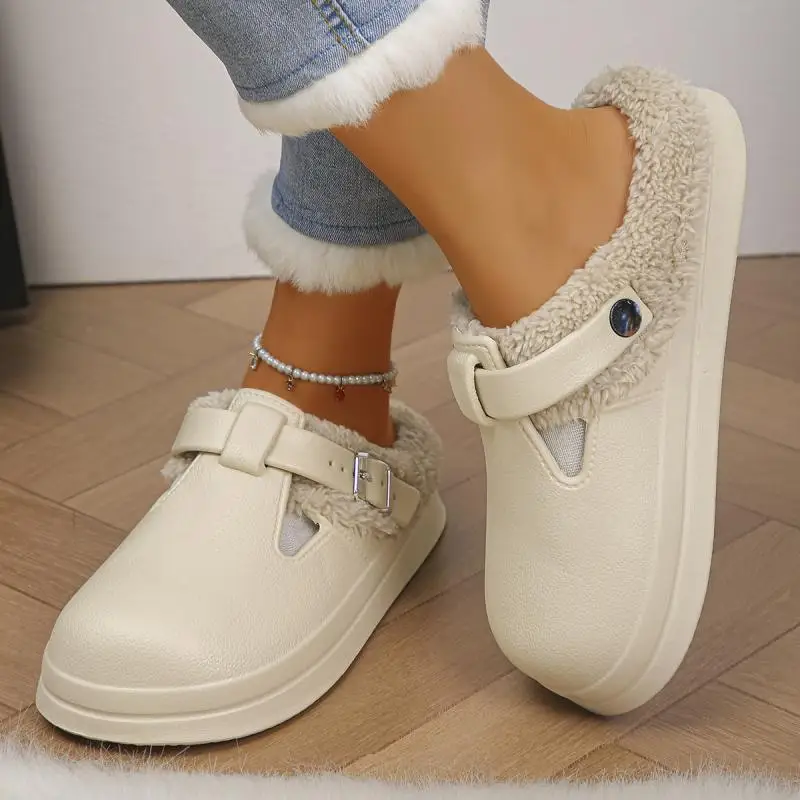 Crocs em eva peludo mules chinelos femininos para inverno - Imagem 13