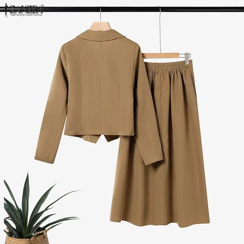 Zanzea elegante feminino 2 peças saia ternos pico lapela - Imagem 17
