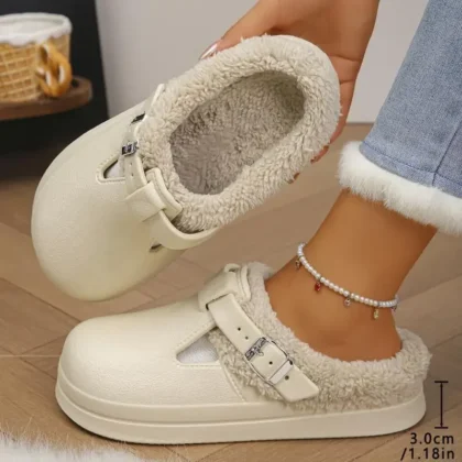 Crocs em eva peludo mules chinelos femininos para inverno
