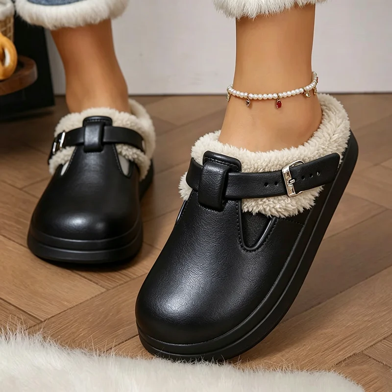Crocs em eva peludo mules chinelos femininos para inverno - Imagem 6