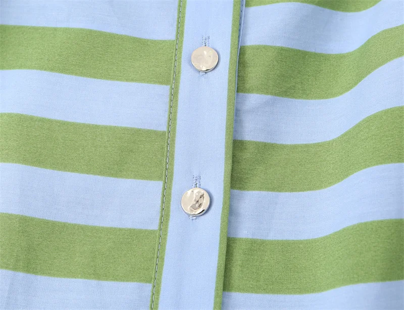 VestidoVerde Listrado Sem Mangas com Cinto Decorati - Imagem 17