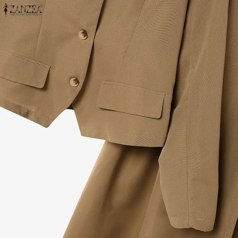 Zanzea elegante feminino 2 peças saia ternos pico lapela - Imagem 21