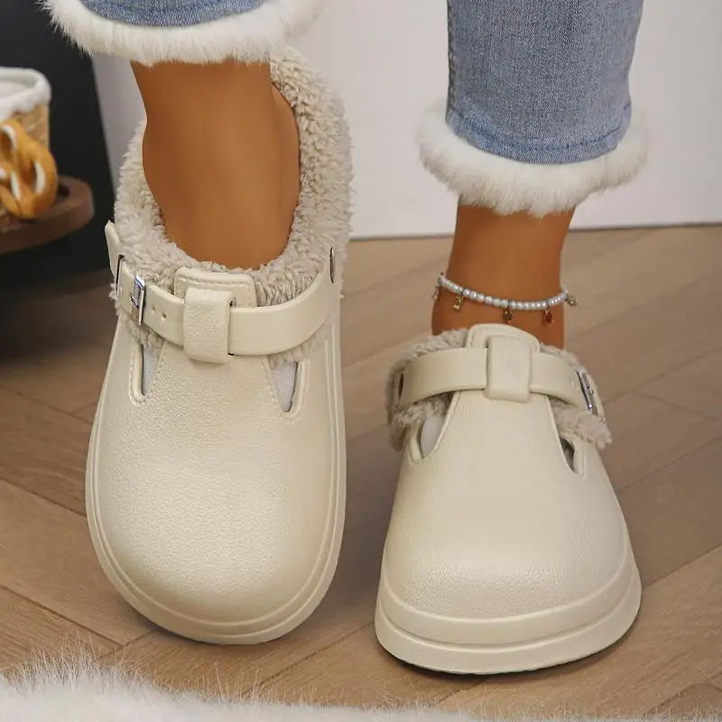 Crocs em eva peludo mules chinelos femininos para inverno - Imagem 12