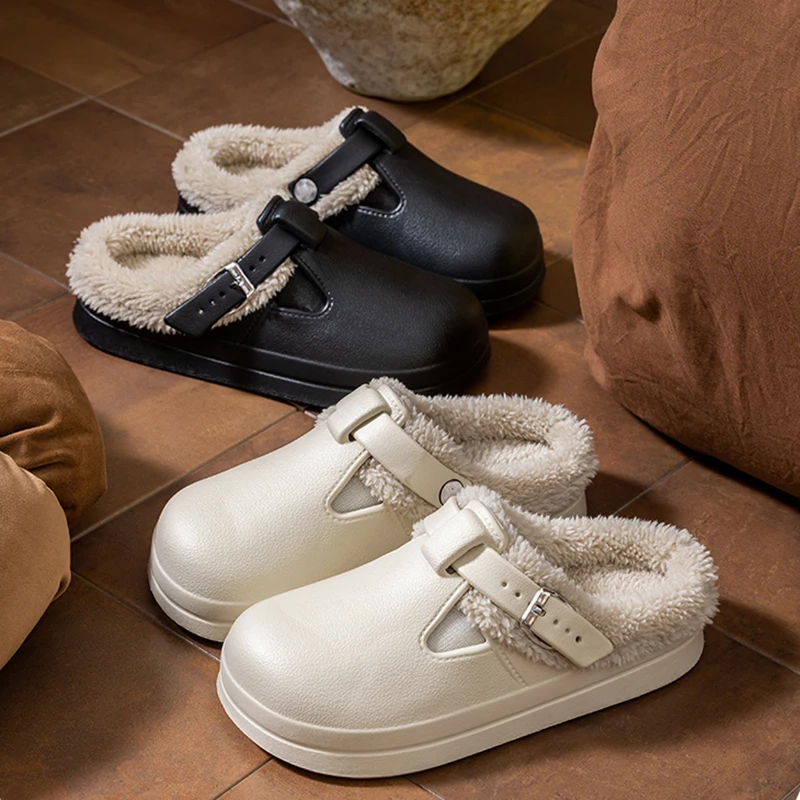 Crocs em eva peludo mules chinelos femininos para inverno - Imagem 8