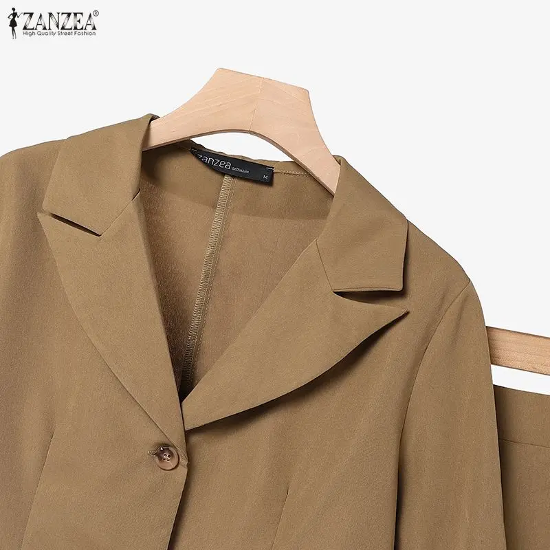 Zanzea elegante feminino 2 peças saia ternos pico lapela - Imagem 18