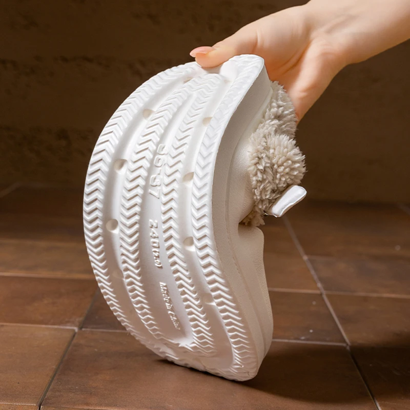 Crocs em eva peludo mules chinelos femininos para inverno - Imagem 2