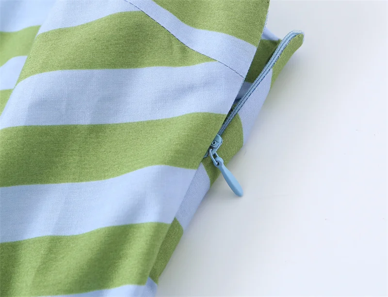 VestidoVerde Listrado Sem Mangas com Cinto Decorati - Imagem 10